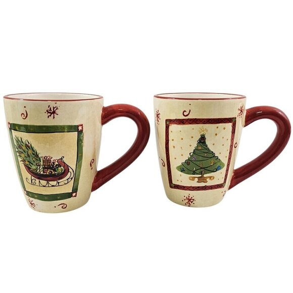 Sakura Table Gracey Knight Happy Holidays 14 Oz Christmas Mugs Cups – Set of 2 - Picture 4 of 16